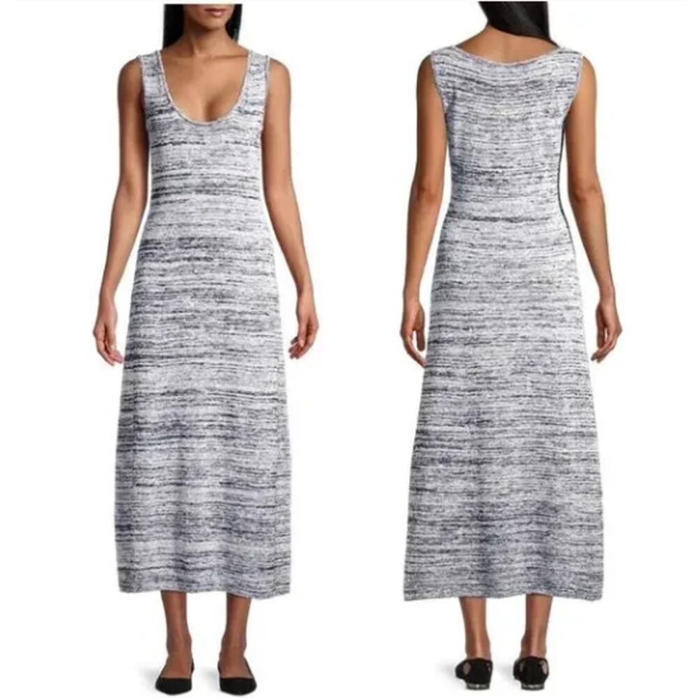 MaxMara Leisure Biglia Marbled Black Gray Blue Knit Sleeveless Midi Dress Large - Picture 1 of 10